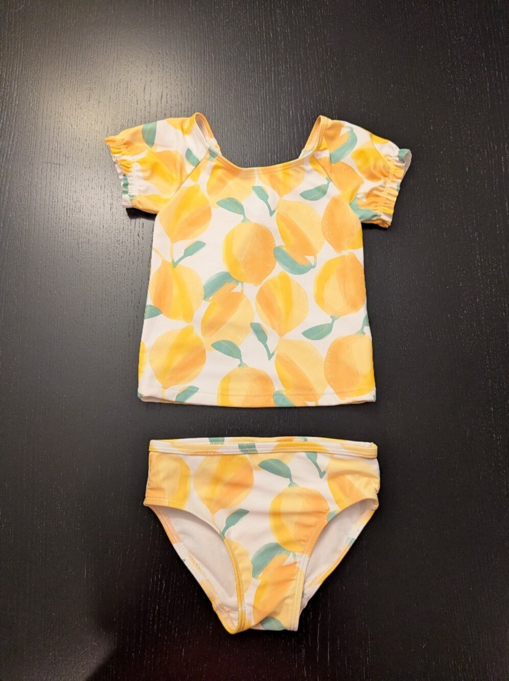 Carter's Yellow Lemon Print Girls Rashguard Two-Piece Swim Set